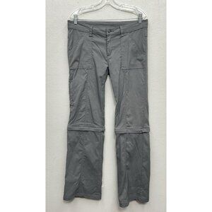 Prana Breathe Convertible Pants Womens 10 Gray Hiking Trail Inseam 14.5”-32.5”
